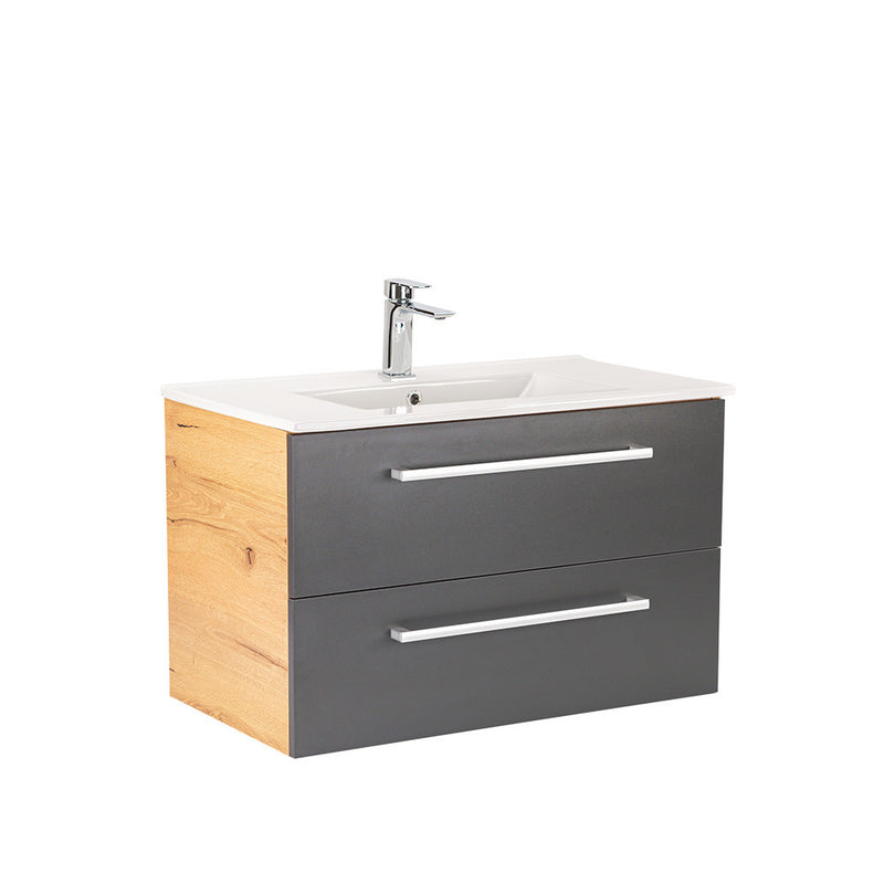 Leziter Masca chiuveta baie Vario Clam 80 cu lavoar, stejar-antracit