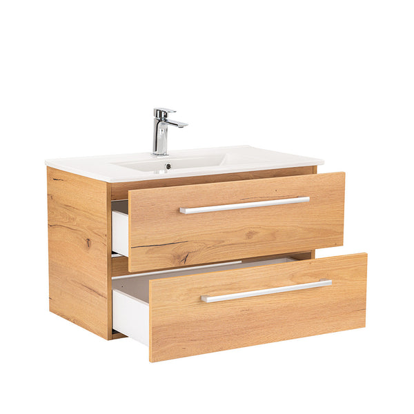 Leziter Set mobilier baie Vario Clam 80, stejar-stejar