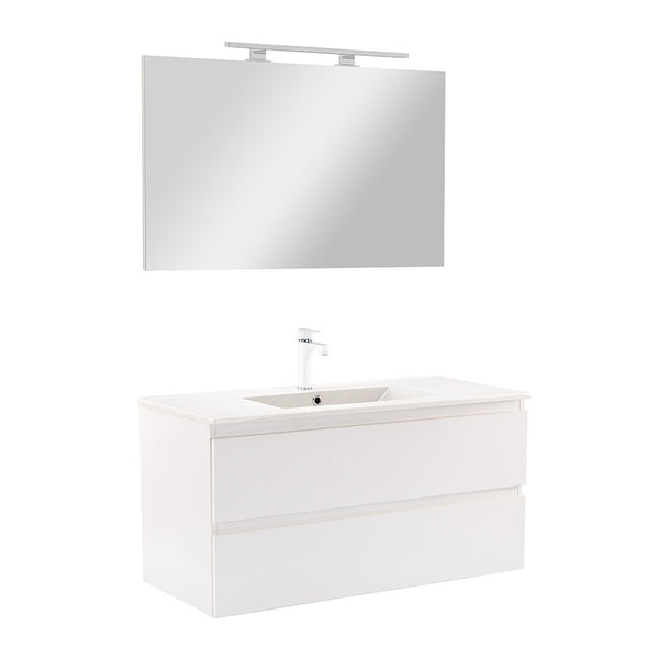 Leziter Set mobilier baie Vario Forte 100, alb-alb