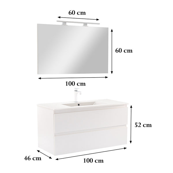 Leziter Set mobilier baie Vario Forte 100, alb-alb