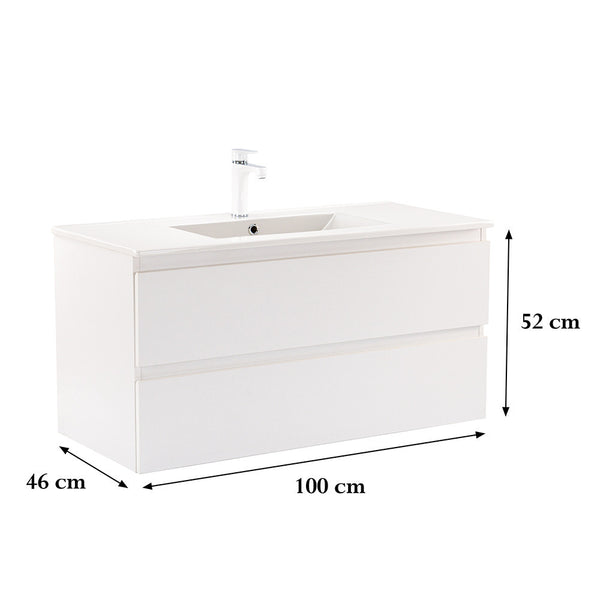 Leziter Masca chiuveta baie Vario Forte 100 cu lavoar, alb-alb