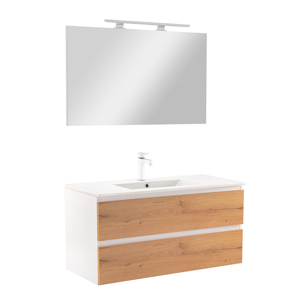 Leziter Set mobilier baie Vario Forte 100, stejar alb
