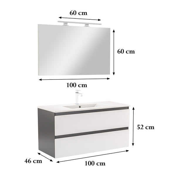 Leziter Set mobilier baie Vario Forte 100, antracit-alb