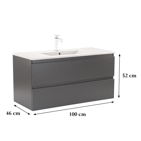 Leziter Masca chiuveta baie Vario Forte 100 cu lavoar, antracit-antracit
