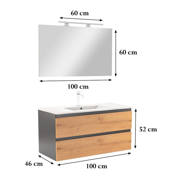 Leziter Set mobilier baie Vario Forte 100, antracit-stejar