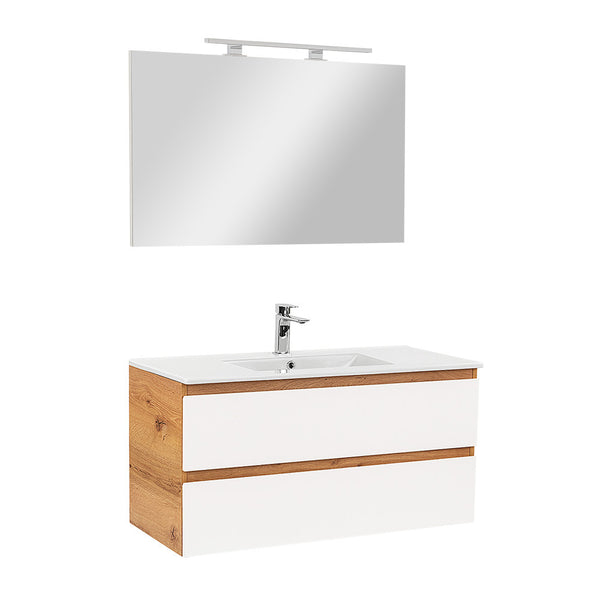 Leziter Set mobilier baie Vario Forte 100, stejar-alb