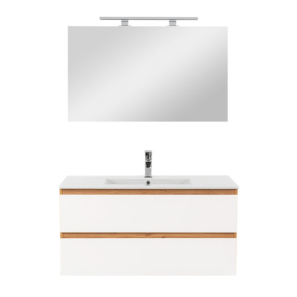 Leziter Set mobilier baie Vario Forte 100, stejar-alb