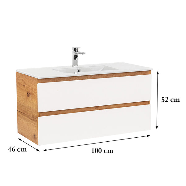 Leziter Masca chiuveta baie Vario Forte 100 cu lavoar, stejar-alb