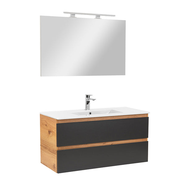 Leziter Set mobilier baie Vario Forte 100, stejar-antracit