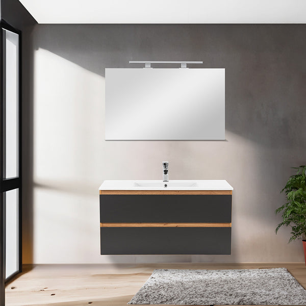Leziter Set mobilier baie Vario Forte 100, stejar-antracit