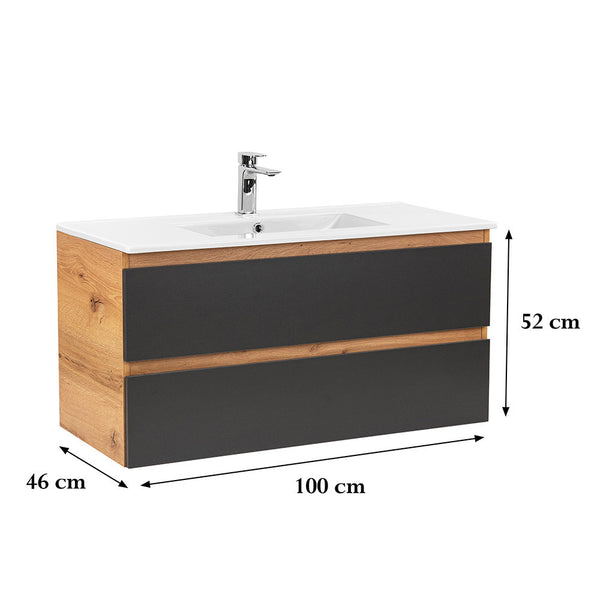 Leziter Masca chiuveta baie Vario Forte 100 cu lavoar, stejar-antracit