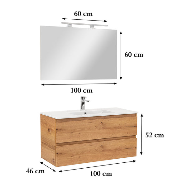 Leziter Set mobilier baie Vario Forte 100, stejar-stejar