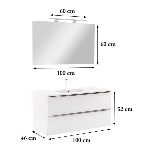 Leziter Set mobilier baie Vario Trim 100, alb-alb