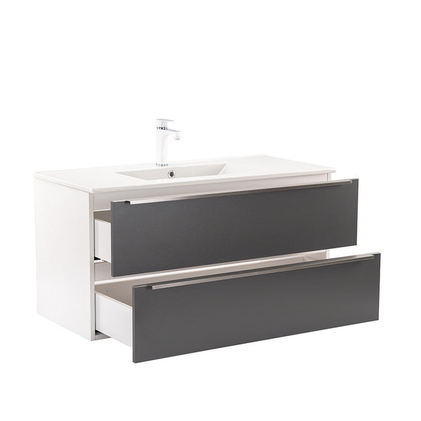 Leziter Set mobilier baie Vario Trim 100, alb-antracit
