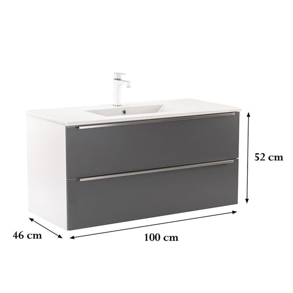 Leziter Masca chiuveta baie Vario Trim 100 cu lavoar, alb-antracit
