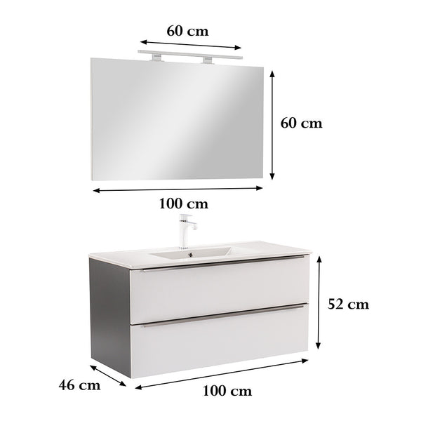Leziter Set mobilier baie Vario Trim 100, antracit-alb