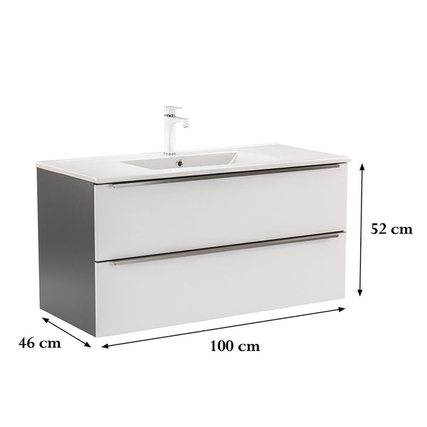 Leziter Masca chiuveta baie Vario Trim 100 cu lavoar, antracit-alb