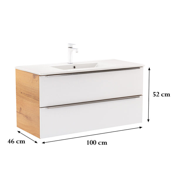 Leziter Masca chiuveta baie Vario Trim 100 cu lavoar, stejar-alb