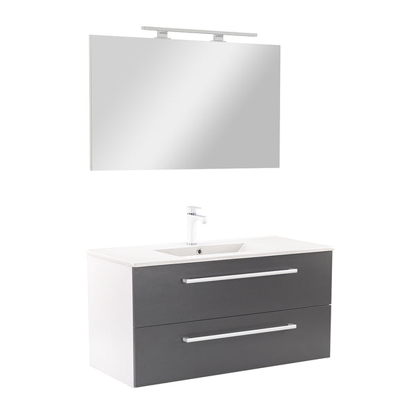 Leziter Set mobilier baie Vario Clam 100, alb-antracit