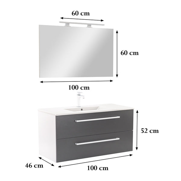 Leziter Set mobilier baie Vario Clam 100, alb-antracit