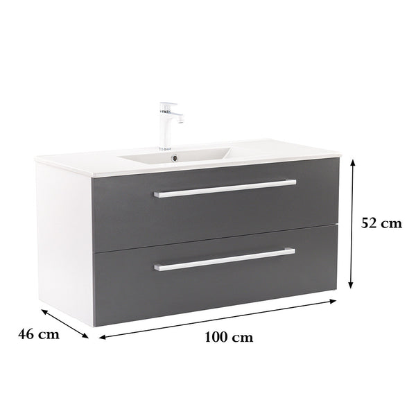 Leziter Masca chiuveta baie Vario Clam 100 cu lavoar, alb-antracit