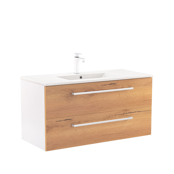 Leziter Masca chiuveta baie Vario Clam 100 cu lavoar, stejar alb