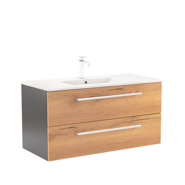 Leziter Masca chiuveta baie Vario Clam 100 cu lavoar, antracit-stejar