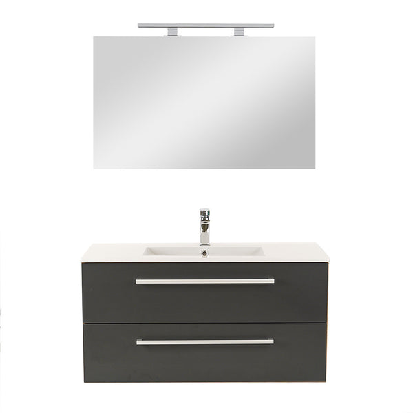 Leziter Set mobilier baie Vario Clam 100, stejar-antracit