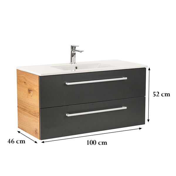 Leziter Masca chiuveta baie Vario Clam 100 cu lavoar, stejar-antracit