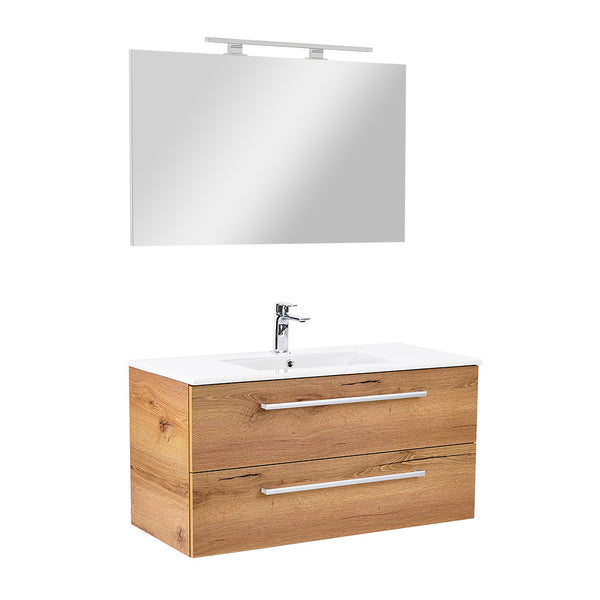Leziter Set mobilier baie Vario Clam 100, stejar-stejar