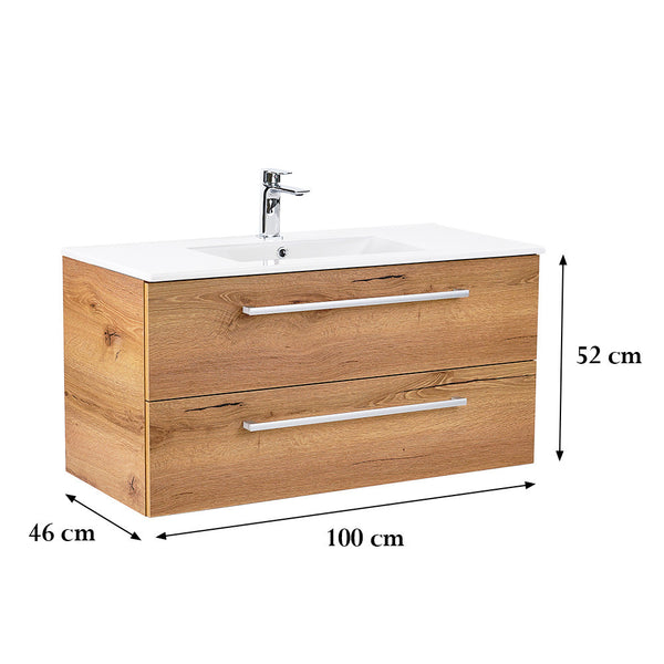 Leziter Masca chiuveta baie Vario Clam 100 cu lavoar, stejar-stejar