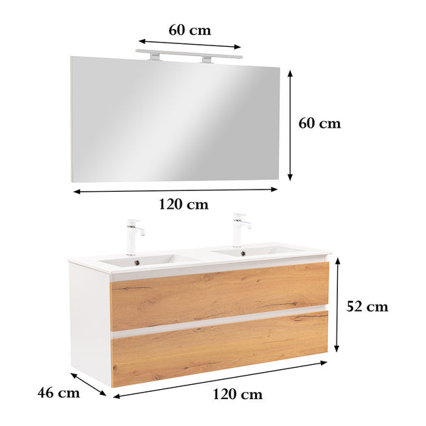 Leziter Set mobilier baie Vario Forte 120, stejar alb
