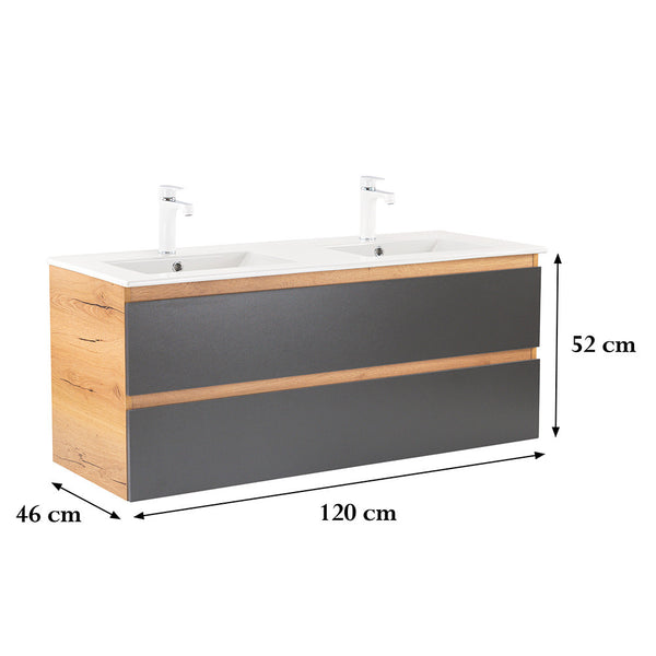Leziter Masca chiuveta baie Vario Forte 120 cu lavoar, stejar-antracit
