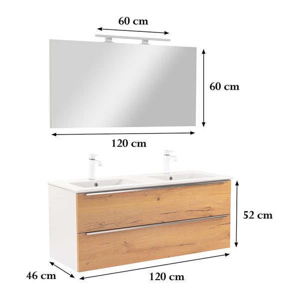 Leziter Set mobilier baie Vario Trim 120, stejar alb