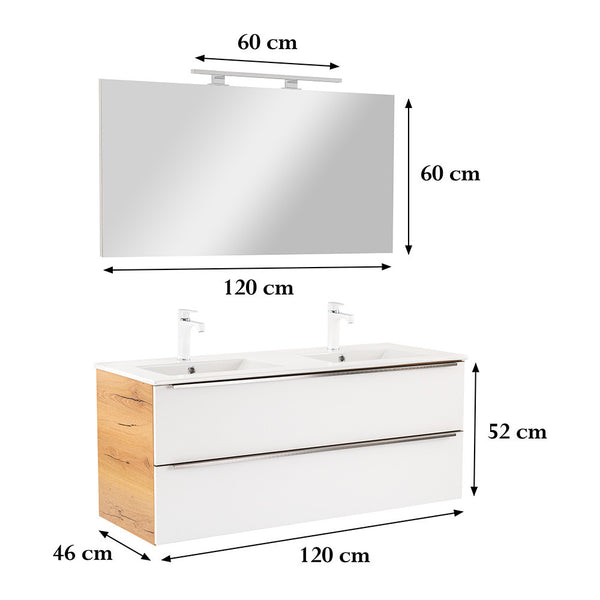 Leziter Set mobilier baie Vario Trim 120, stejar-alb