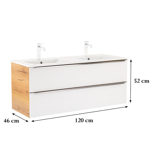 Leziter Masca chiuveta baie Vario Trim 120 cu lavoar, stejar-alb