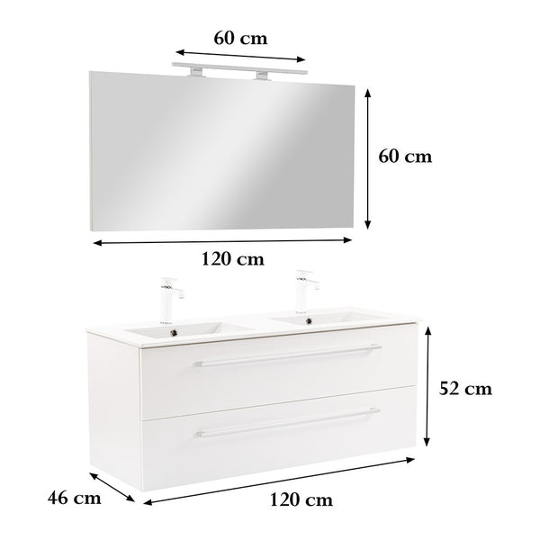 Leziter Set mobilier baie Vario Clam 120, alb-alb