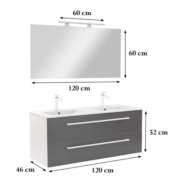Leziter Set mobilier baie Vario Clam 120, alb-antracit