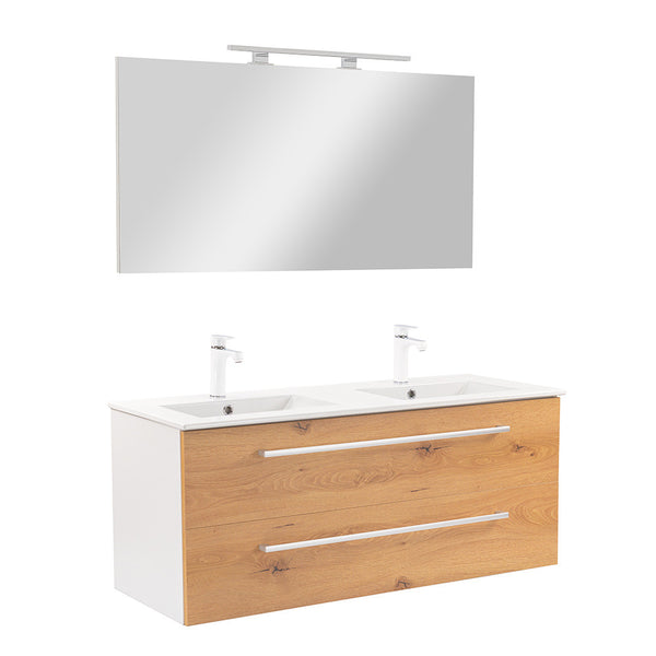 Leziter Set mobilier baie Vario Clam 120, stejar alb