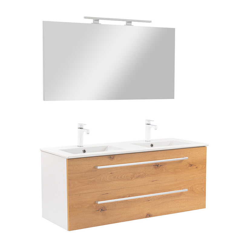 Leziter Set mobilier baie Vario Clam 120, stejar alb