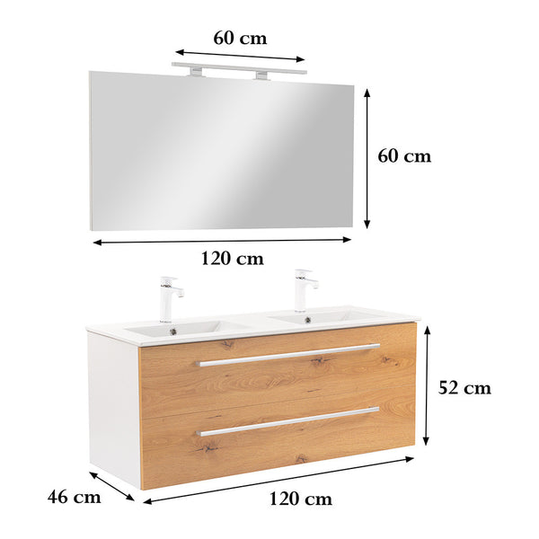 Leziter Set mobilier baie Vario Clam 120, stejar alb