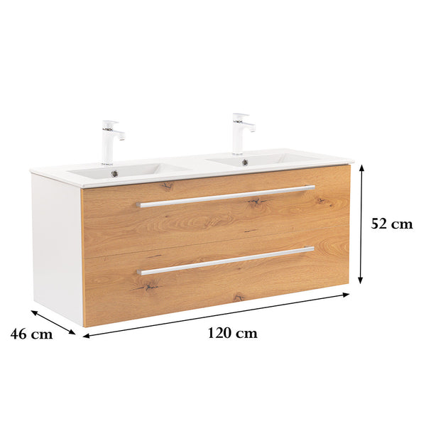 Leziter Masca chiuveta baie Vario Clam 120 cu lavoar, stejar alb