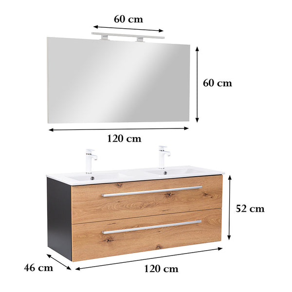 Leziter Set mobilier baie Vario Clam 120, antracit-stejar