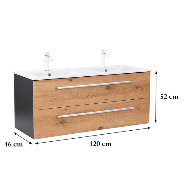 Leziter Masca chiuveta baie Vario Clam 120 cu lavoar, antracit-stejar