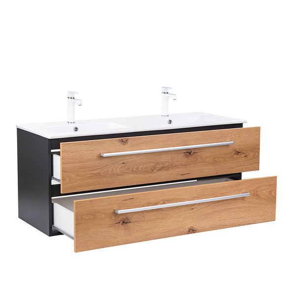 Leziter Masca chiuveta baie Vario Clam 120 cu lavoar, antracit-stejar