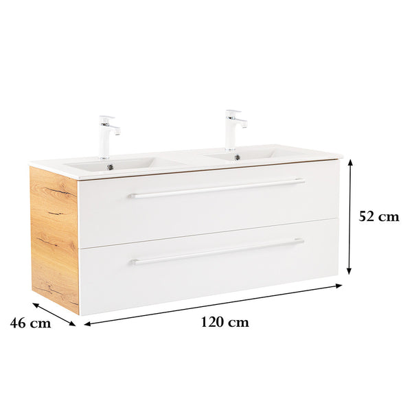 Leziter Masca chiuveta baie Vario Clam 120 cu lavoar, stejar-alb