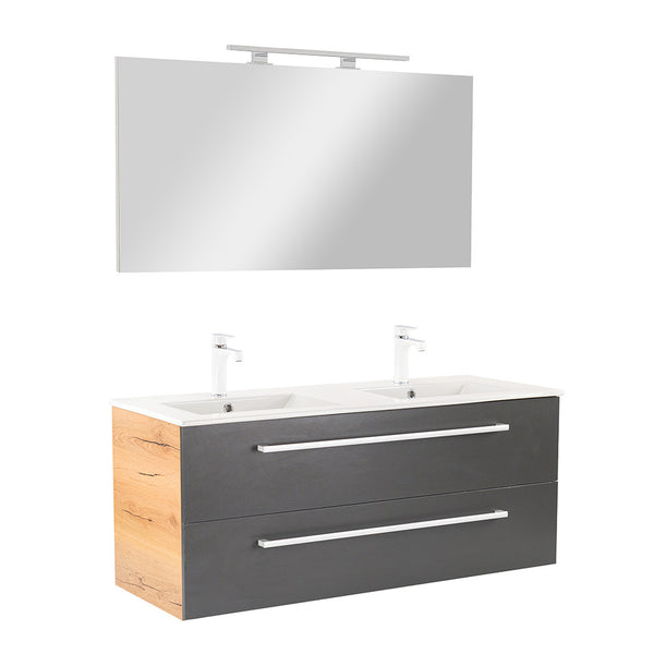 Leziter Set mobilier baie Vario Clam 120, stejar-antracit