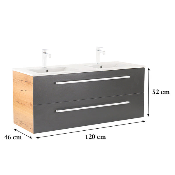 Leziter Masca chiuveta baie Vario Clam 120 cu lavoar, stejar-antracit