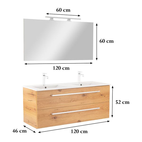 Leziter Set mobilier baie Vario Clam 120, stejar-stejar