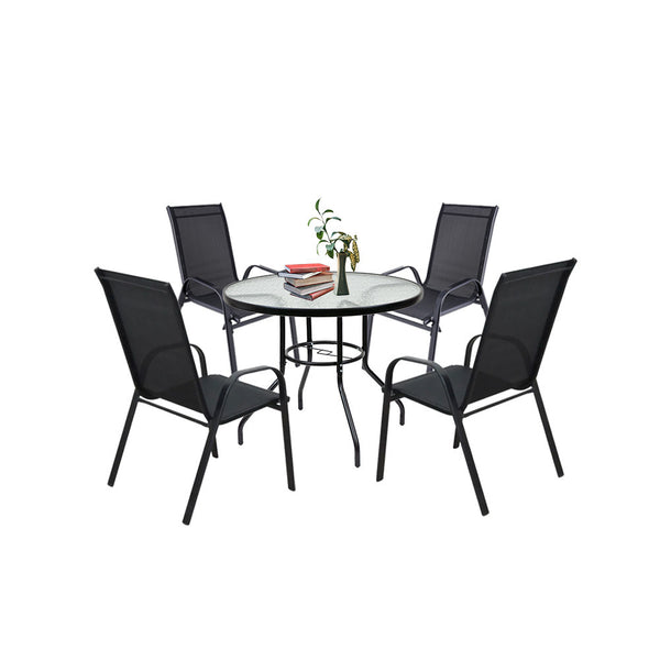 Leziter Set mobilier de grădină Tanger 4+1 negru